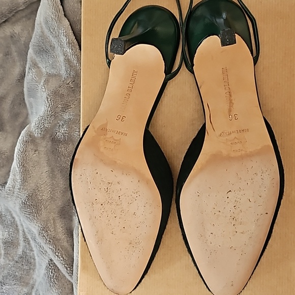 MANOLO BLAHNIK Forest Green Suede Pumps sz 6-NIB - Picture 4 of 5